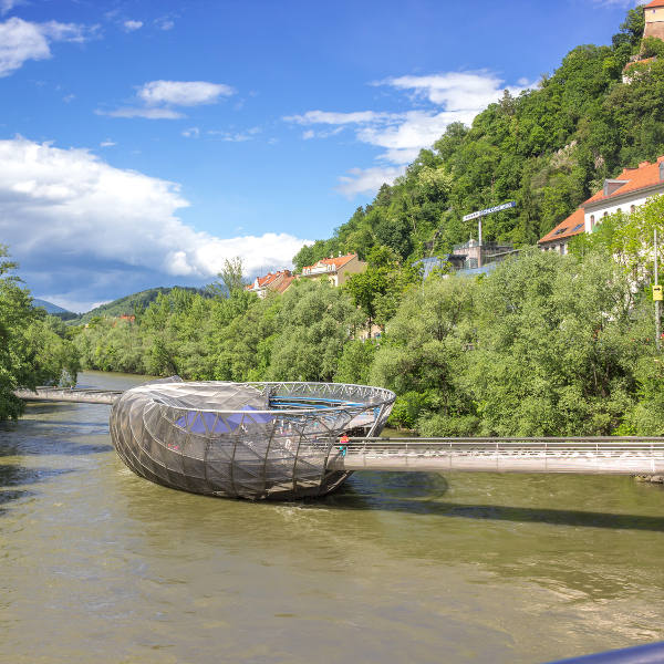 graz murinsel platform on river