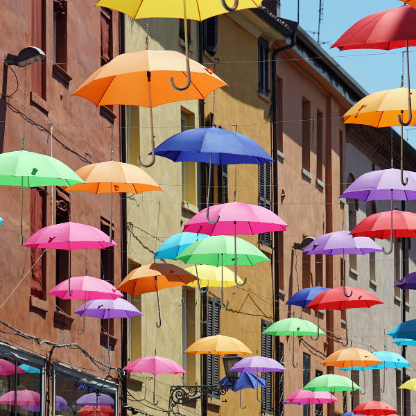 colourful umbrellas in the street
