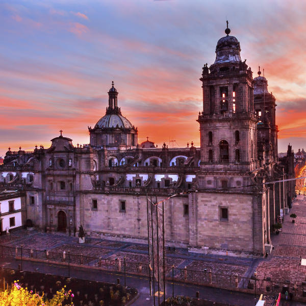 Metropolitan Cathedral Sunset Mexico City